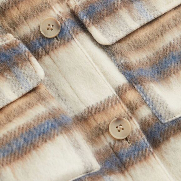 H&M Plaid Wool Blend Shacket Jacket Overshirt New - Picture 6 of 6